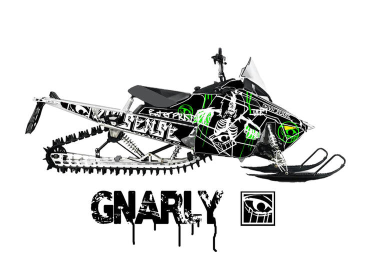 Sled wraps starting at $299.00 canadian Gnarly wrap for skidoo, Polaris, Arctic cat, by 7th sense enterprises