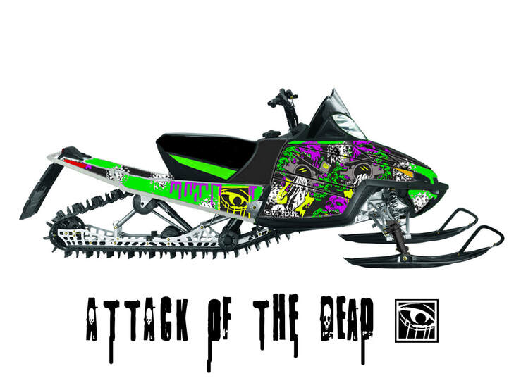Sled wraps starting at $299.00 canadian Attack of the dead wrap for skidoo, Polaris, Arctic cat, by 7th sense enterprises