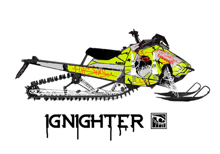 Sled wraps starting at $299.00 canadian Ignighter wrap for skidoo, Polaris, Arctic cat, by 7th sense enterprises